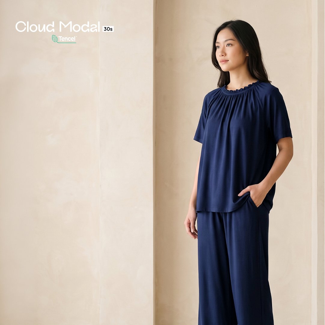 setelan wanita bahan tencel Cloud Modal 30s - Classic Navy - Toko Kain Bandung SJA Textile