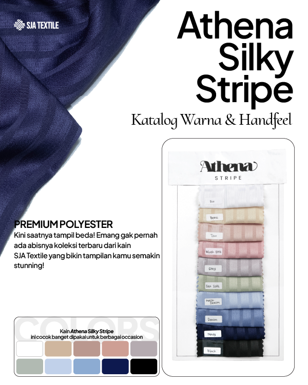 SJA Textile Toko Kain Terbaik - Catalog Warna dan Handfeel Athena Silky Stripe
