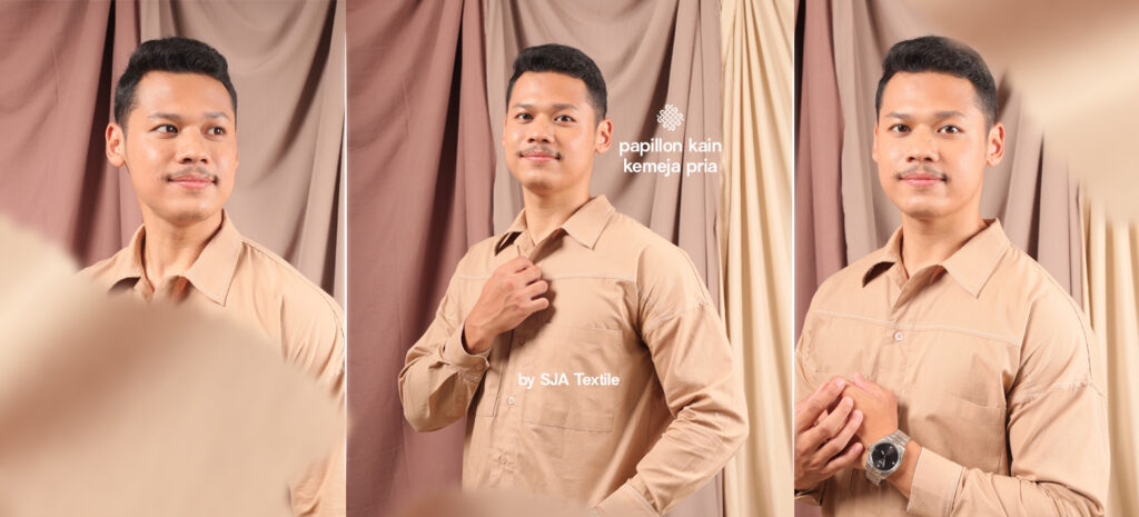 Kain untuk Kemeja Pria dengan Desain Modest dan Modern Bernuansa Earth Tone