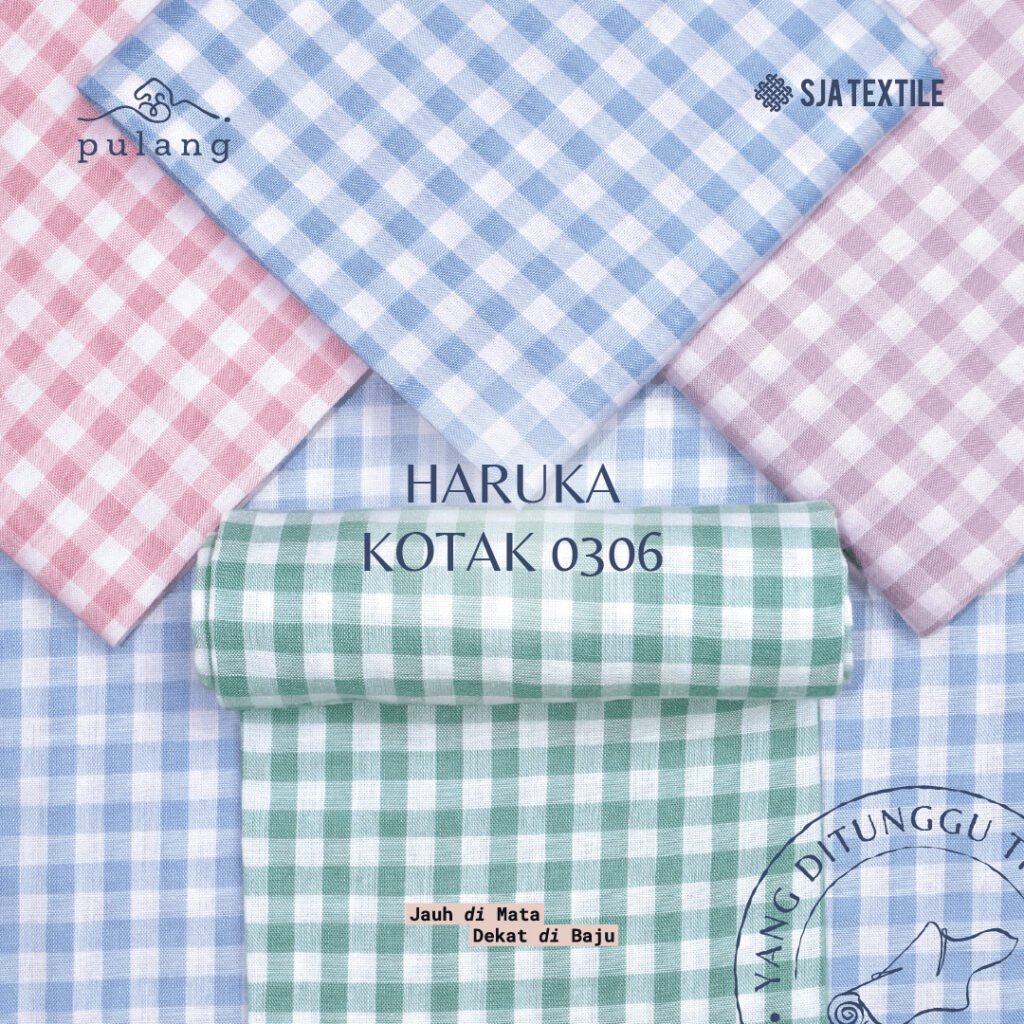 koleksi kain lebaran terbaru - bahan katun haruka kotak - sja textile toko kain bandung