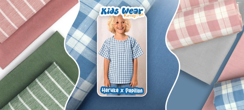 kombinasi kain haruka dan papillon untuk kids wear - sja textile toko kain terbaik