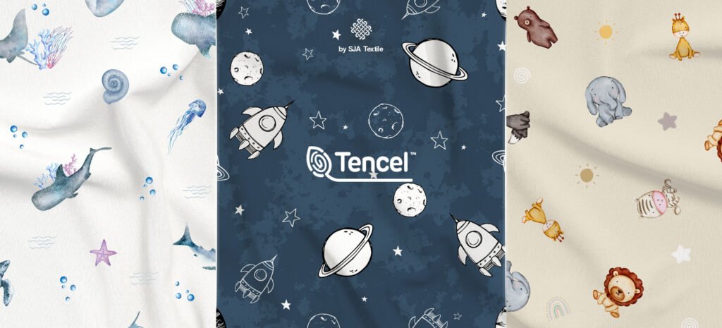 custom fabric printing pakai kain modal tencel - sja textile toko kain terbaik