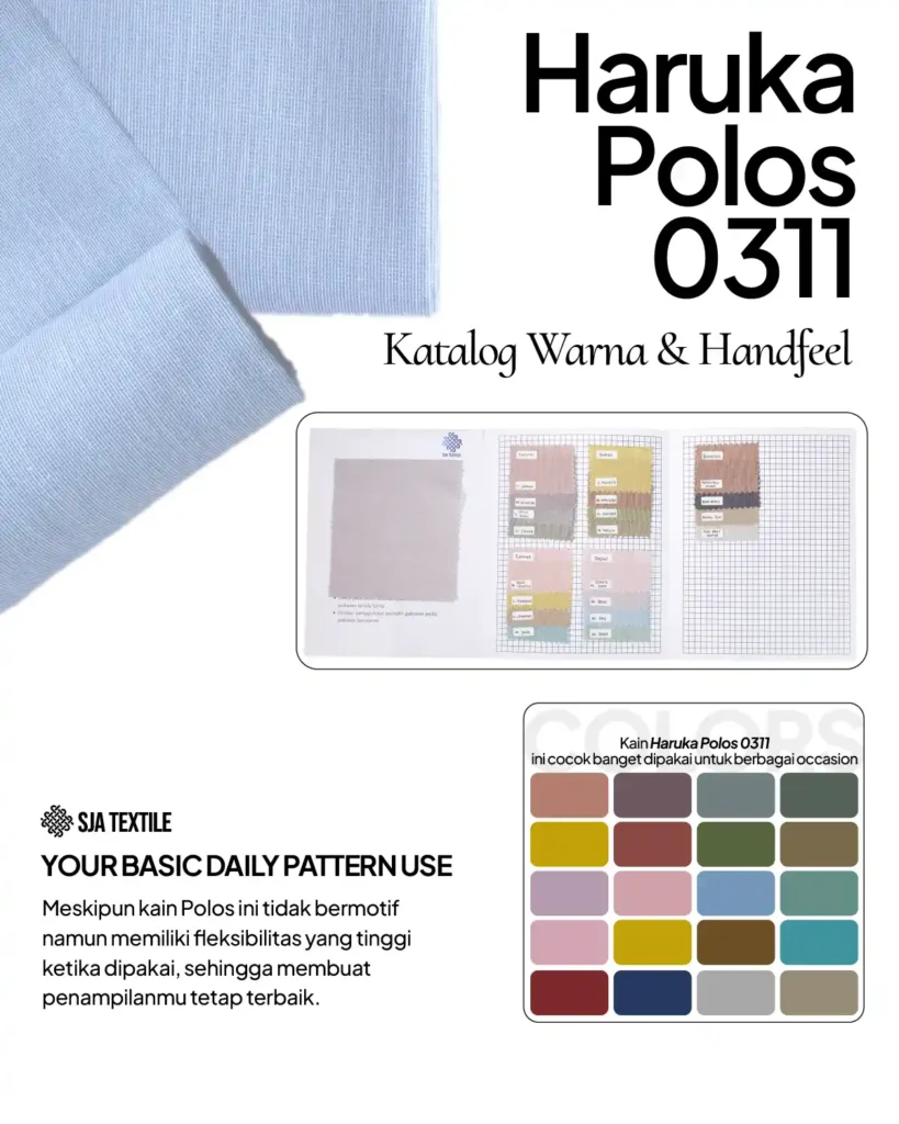 SJA Textile Toko Kain Terbaik di Bandung - Catalog Warna dan Handfeel Haruka Polos 0311