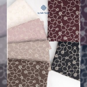 Mengenal kain embroidery spiral blooms - rekomendasi kain bordir untuk tunik dan dress di sja textile toko kain bandung