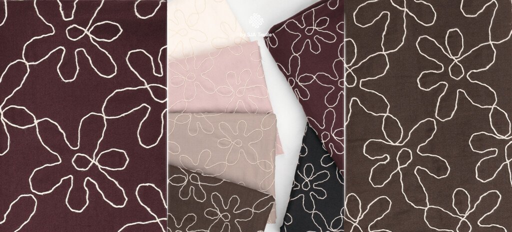 mengenal kain bordir modern embroidery blossom whispers - sja textile toko kain bandung