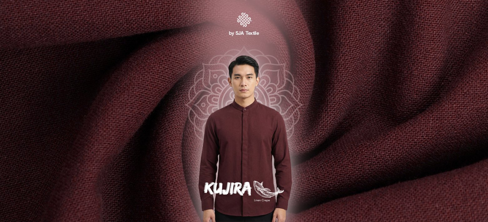 Trend baju lebaran pria - kujira linen crepe SJA Textile Toko Kain Bandung