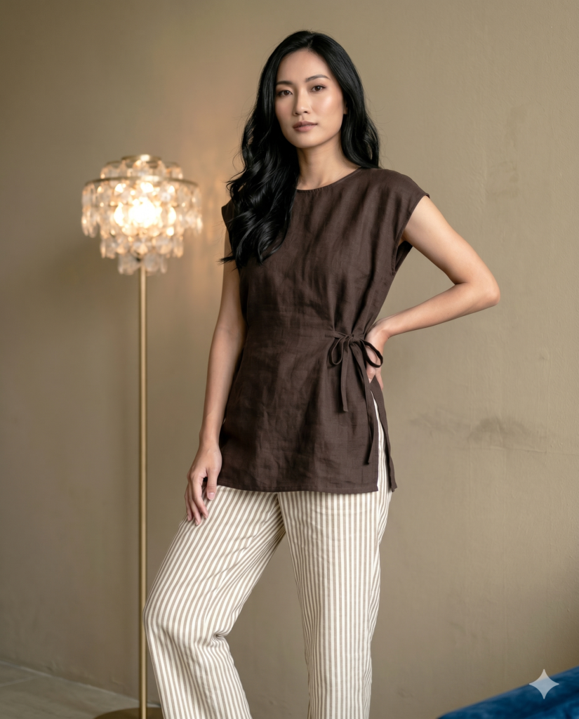 baju santai wanita - loungewear top blouse provence linen - SJA Textile toko kain bandung