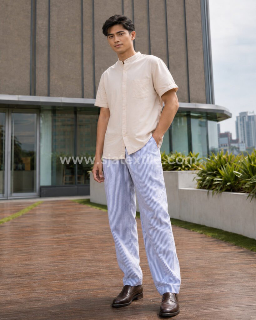kemeja cowok outfit baju bahan linen toko kain bandung sja textile
