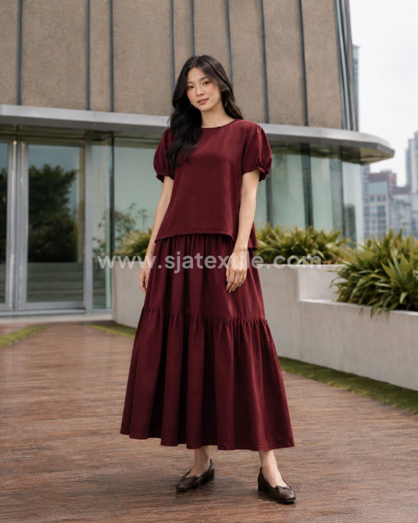 one set outfit baju bahan linen toko kain bandung sja textile