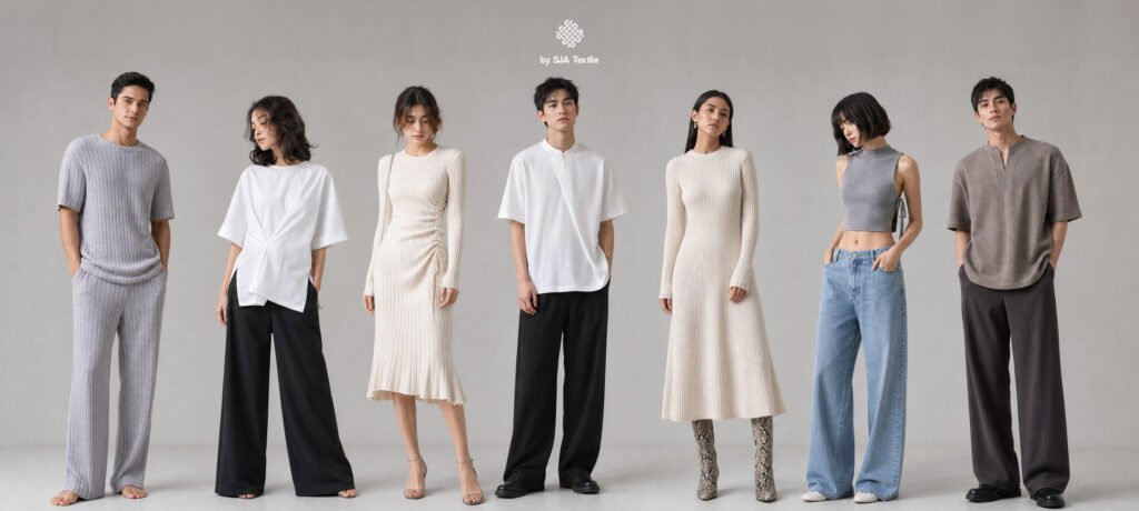 7 Inspirasi outfit dari bahan knitting bianca knit toko kain bandung sja textile