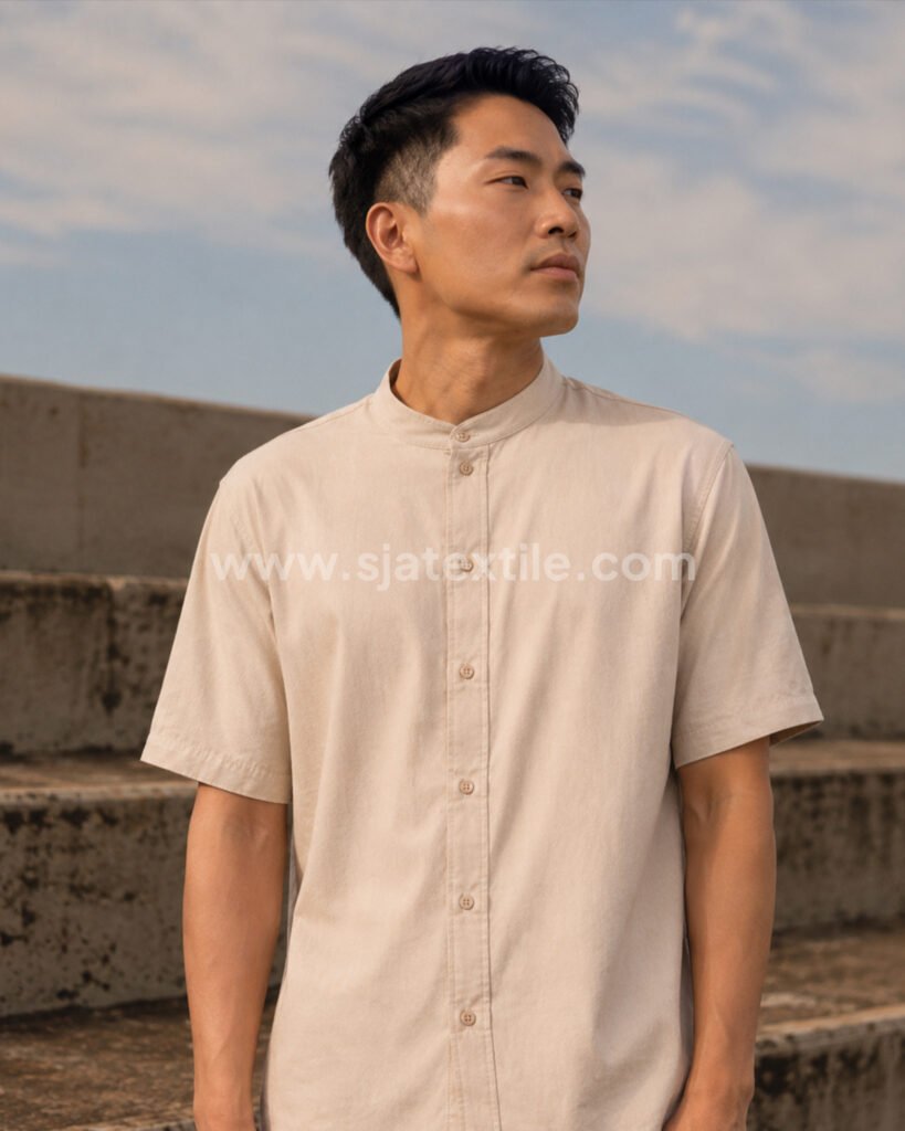 bahan loungewear paling nyaman dan adem kemeja cowok kujira linen crepe toko kain sja textile