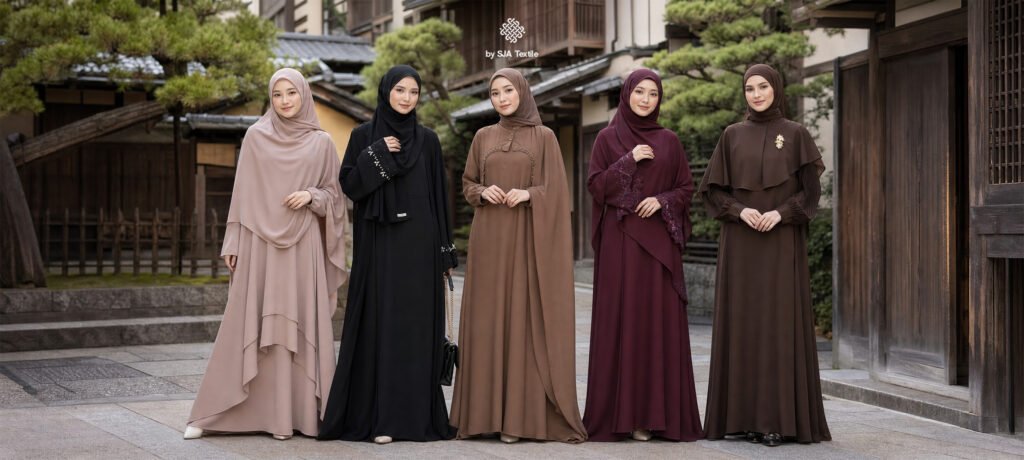 almira luxurious crepe dan celine rekomendasi bahan polyester dari toko kain sja textile