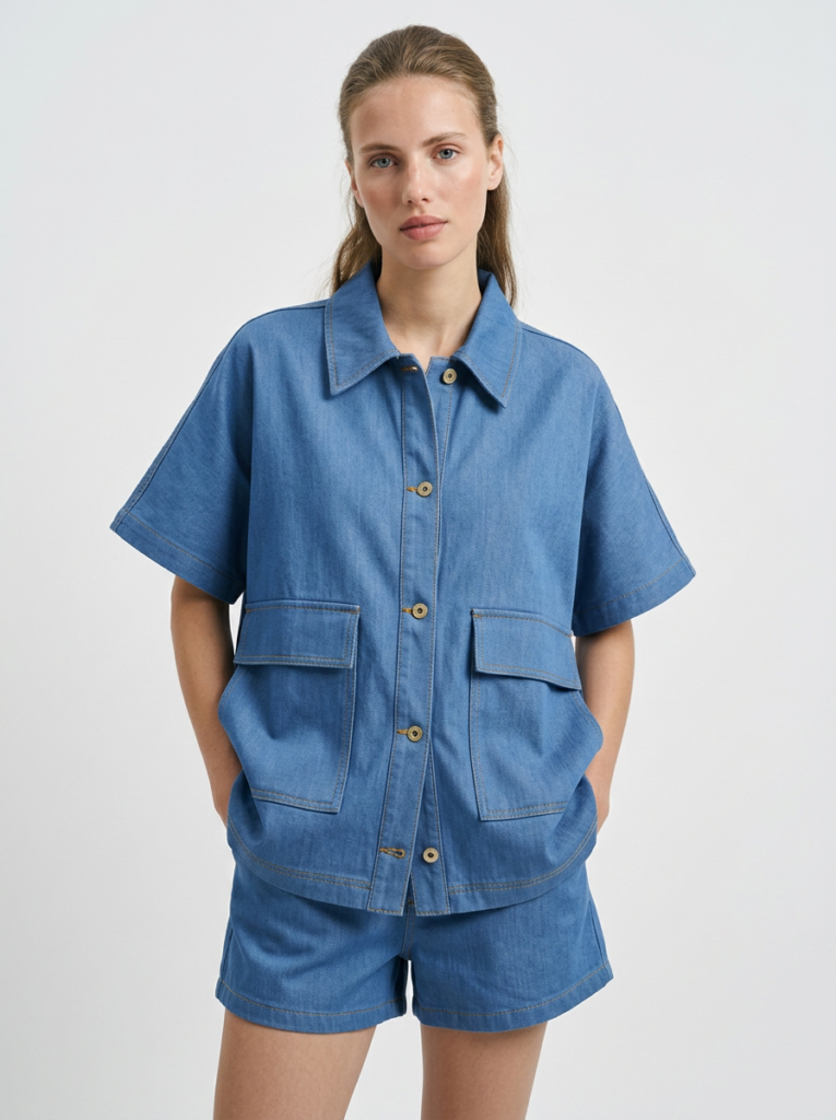 oversized tshirt dan celana pendek denim jeanwest japan toko kain bandung sja textile