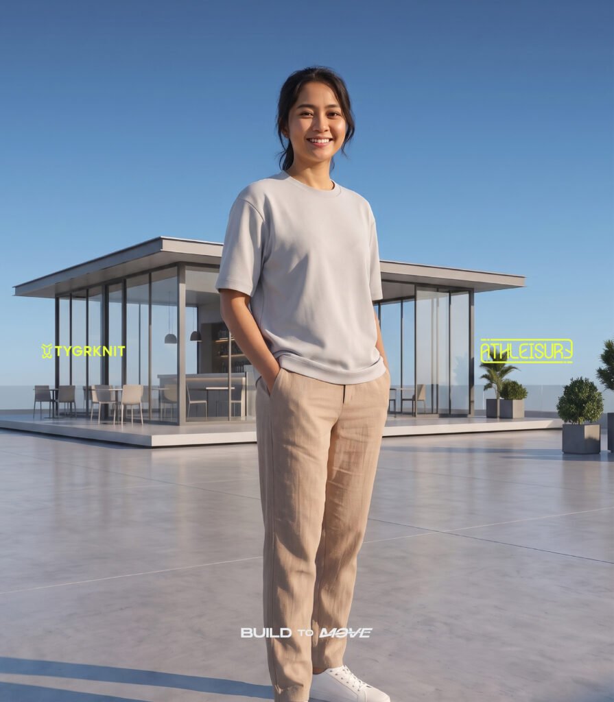 boxy t-shirt dari bahan Supaknit untuk outfit athleisure wanita