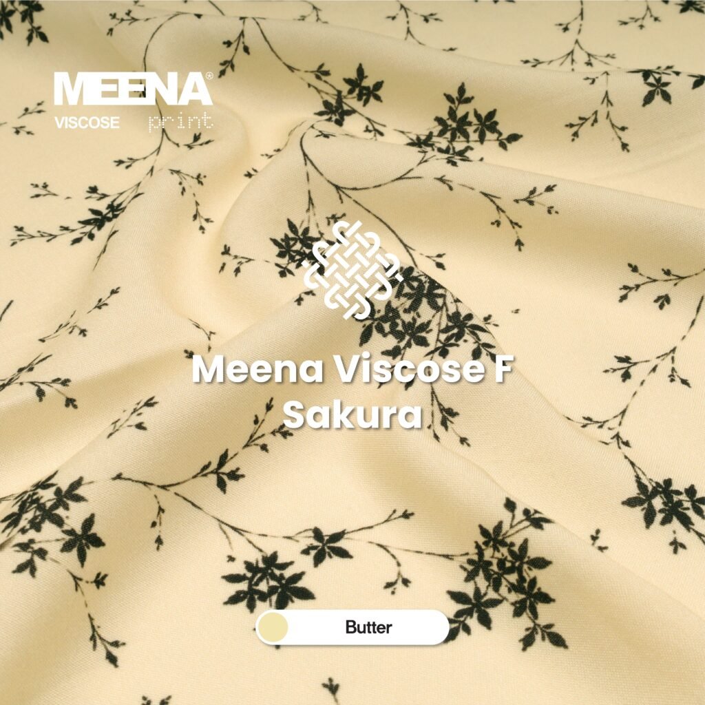 kain rayon printing warna Butter Meena F Sakura - Toko Kain Bandung SJA Textile