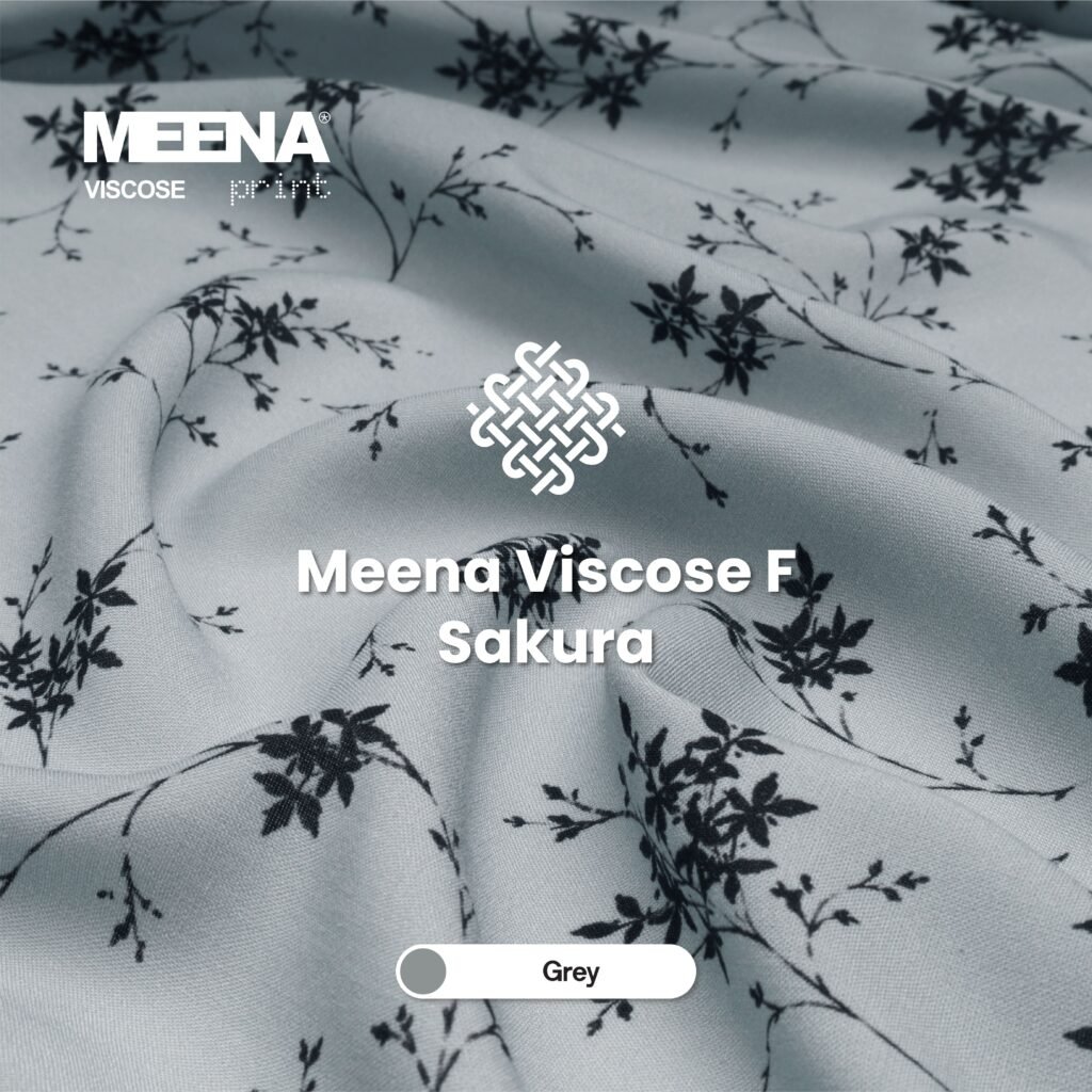 kain rayon printing warna Grey Meena F Sakura - Toko Kain Bandung SJA Textile