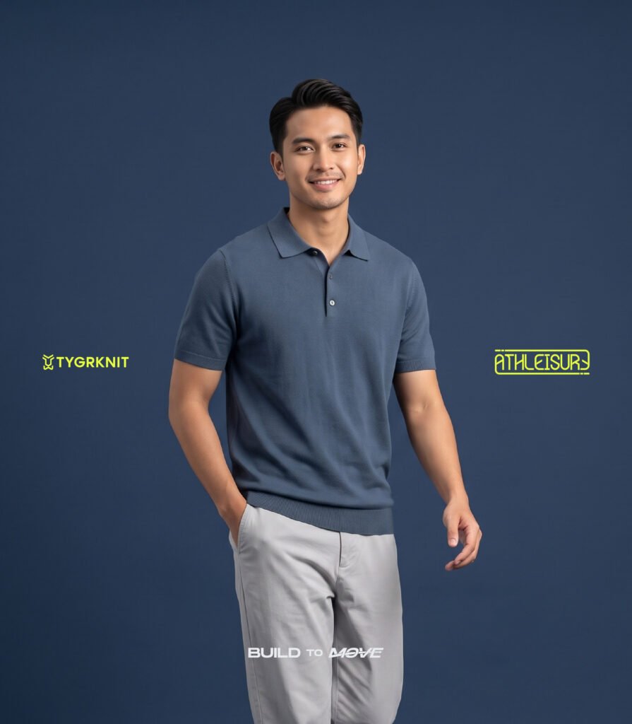 outfit athleisure pria - active polo dari bahan supaknit Tygrknit