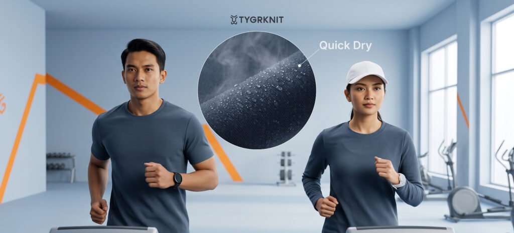 Rekomendasi bahan quick dry untuk athleisure - TYGRKNIT