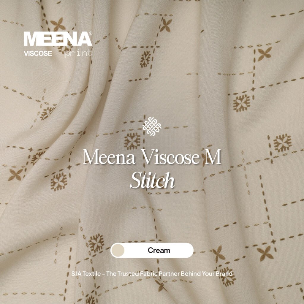 kain rayon Meena Viscose M Stitch warna cream - Toko kain SJA Textile