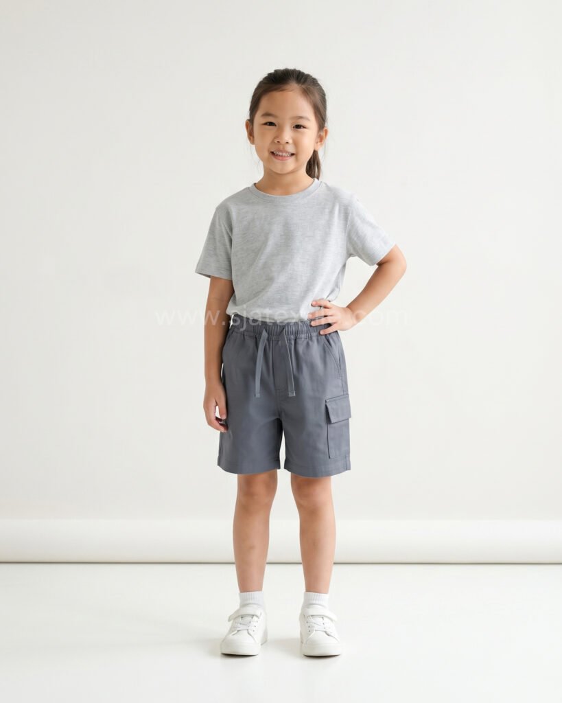 model baju anak utility short dari bahan katun Papillon Twill