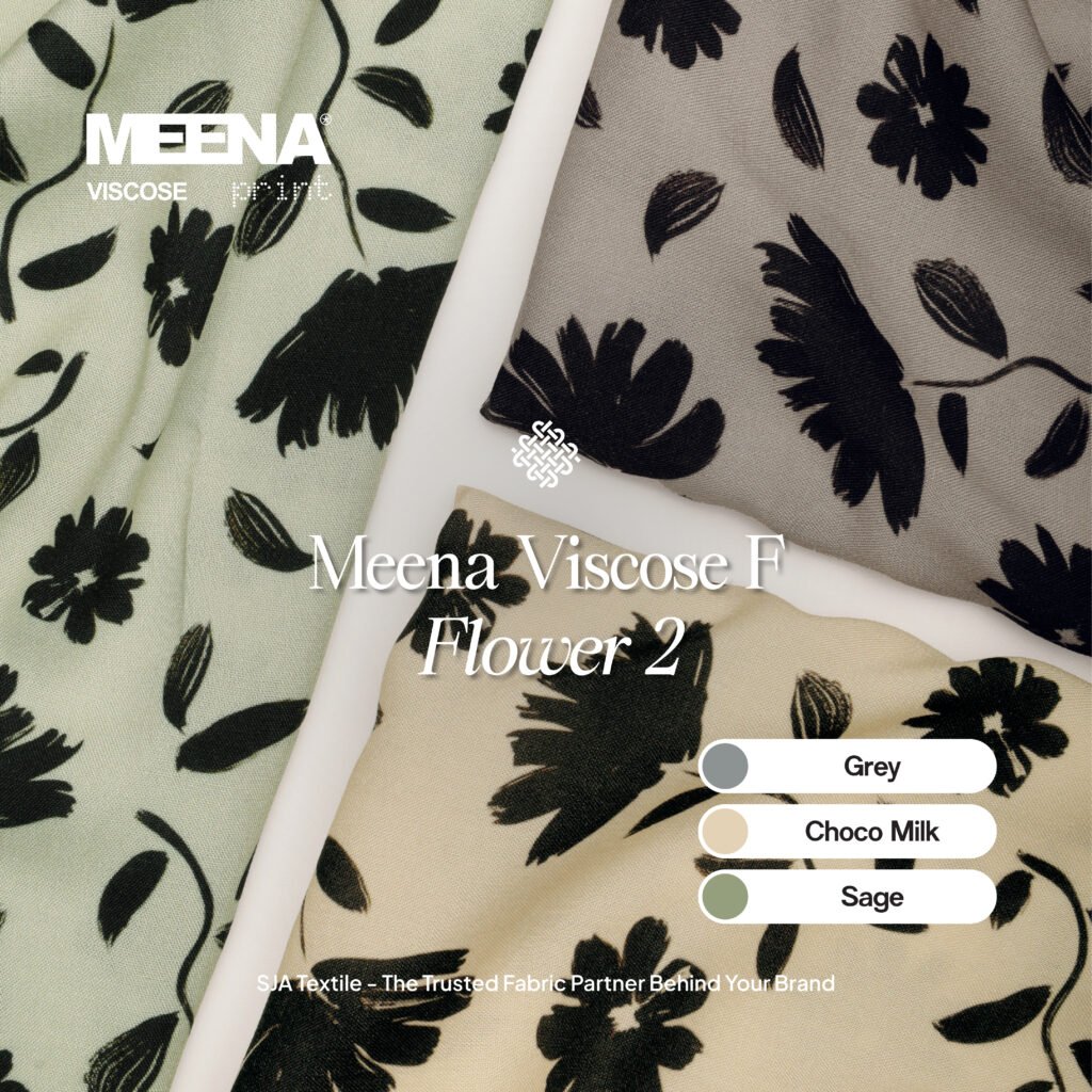 bahan rayon printing Bahan Rayon Meena Viscose F Flower 2 - Toko Kain Bandung SJA Textile