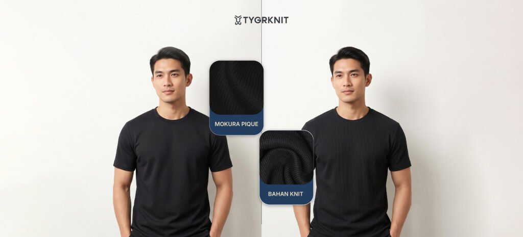 mokura pique vs bahan knit biasa - tygrknit