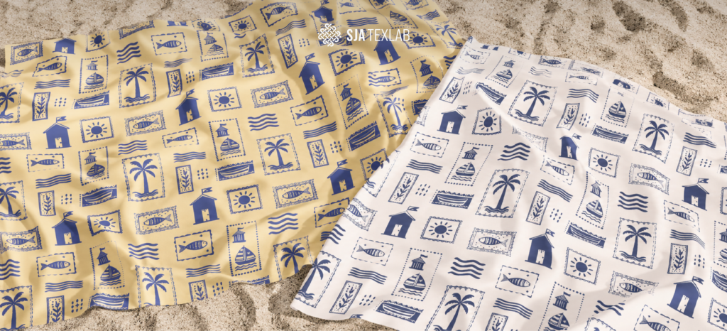 Kain rayon untuk baju pantai anak - Meena Viscose K TM Beach SJA TEXLAB