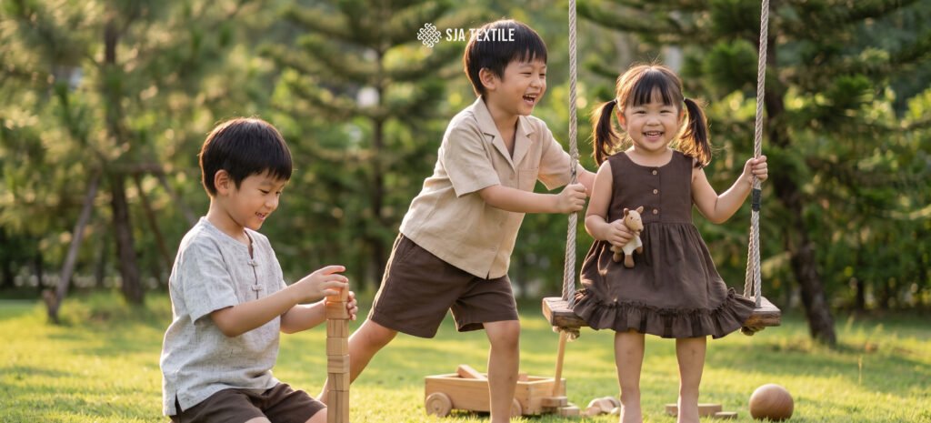 rekomendasi model baju anak bahan provence linen dari toko kain bandung sja textile