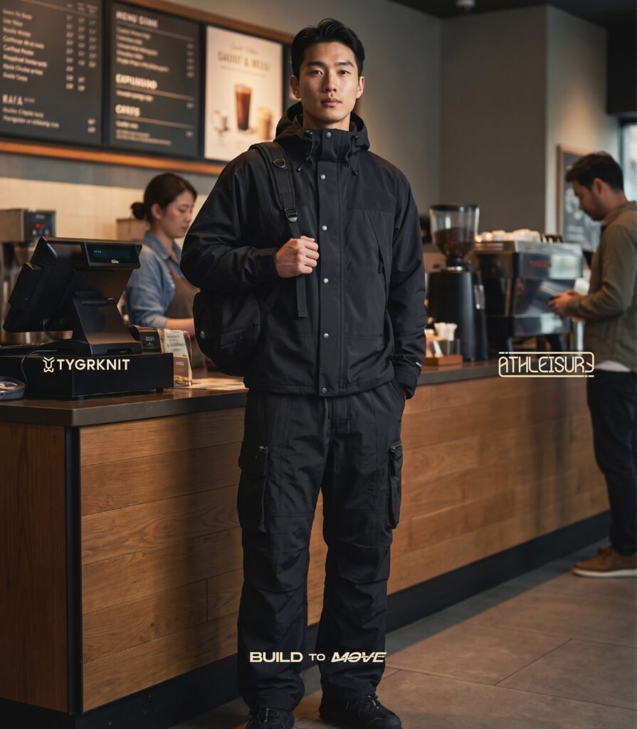 ide outfit athleisure pria Utility Outer dengan Cargo Pants