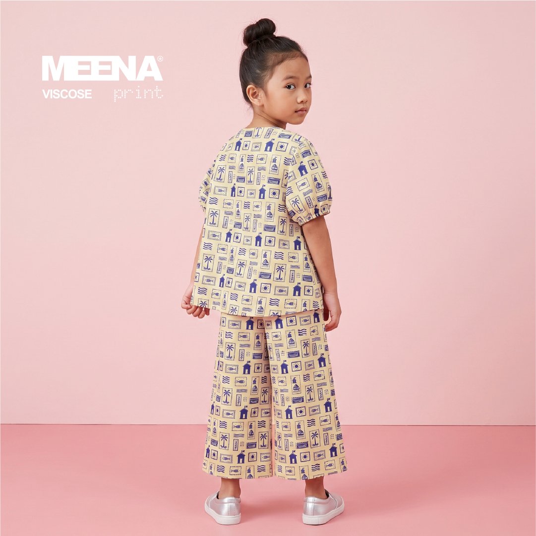 one set anak perempuan dari bahan rayon Meena Viscose motif beach - sja texlab