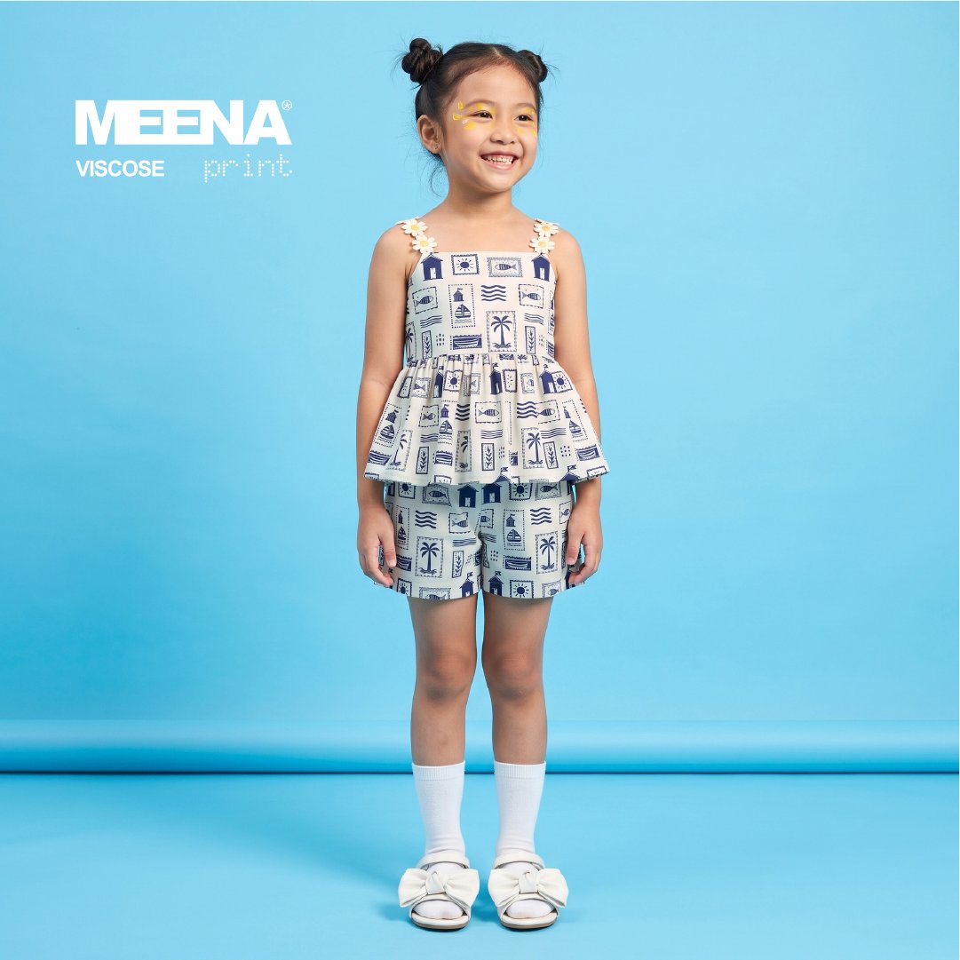 baju anak perempuan dari bahan rayon Meena Viscose motif beach 2- sja texlab