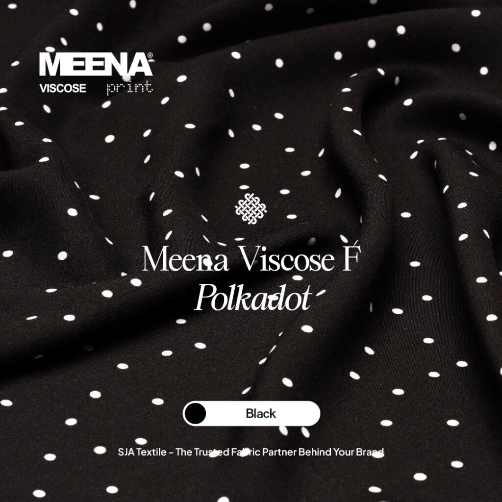 Kain Rayon Meena Viscose F Flower Polkadot Black - Toko Kain Bandung SJA Textile