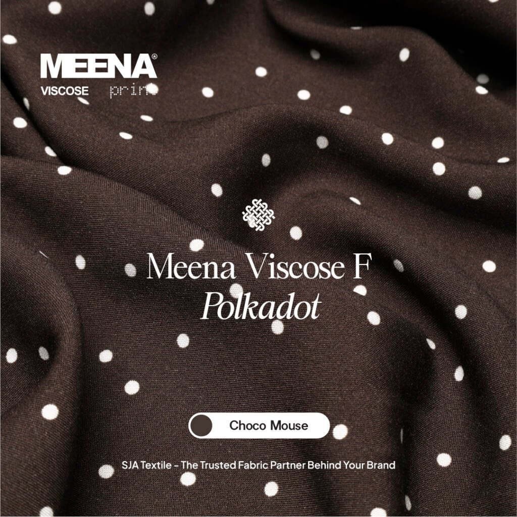 Kain Rayon Meena Viscose F Polkadot Choco Mouse - Toko Kain Bandung SJA Textile