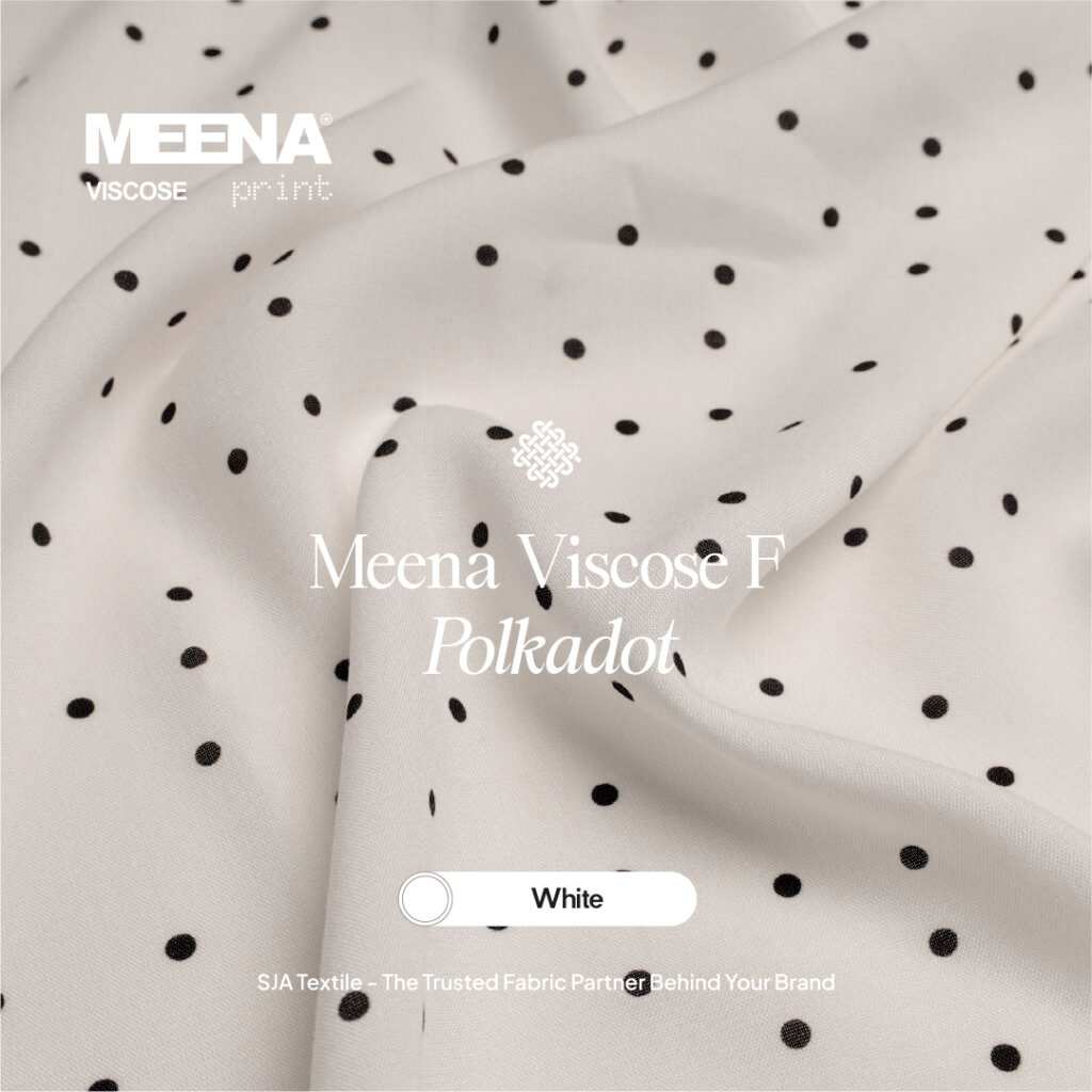 Kain Rayon Meena Viscose F Polkadot White - Toko Kain Bandung SJA Textile