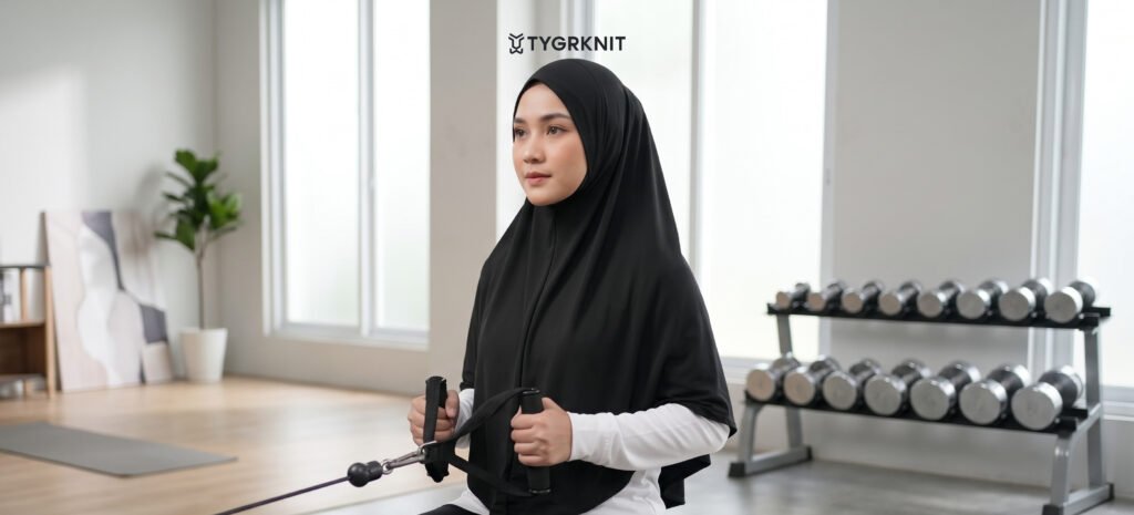 Bahan Bergo Olahraga Syari Menutup Dada - TYGRKNIT
