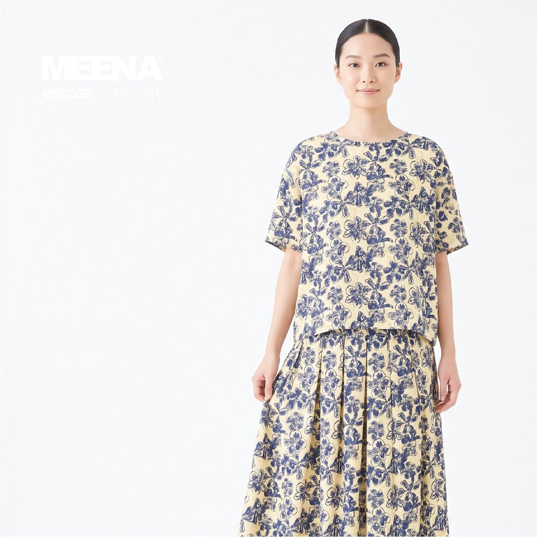 Baju santai wanita Kain Rayon Meena Viscose F Flower 10 - Butter -Toko Kain Bandung SJA Textile