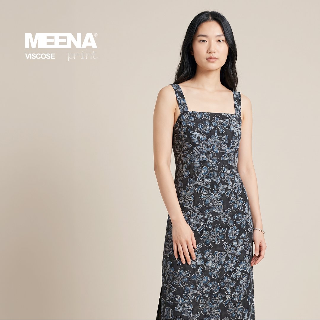 Baju dress wanita Kain Rayon Meena Viscose F Flower 10 - Black -Toko Kain Bandung SJA Textile