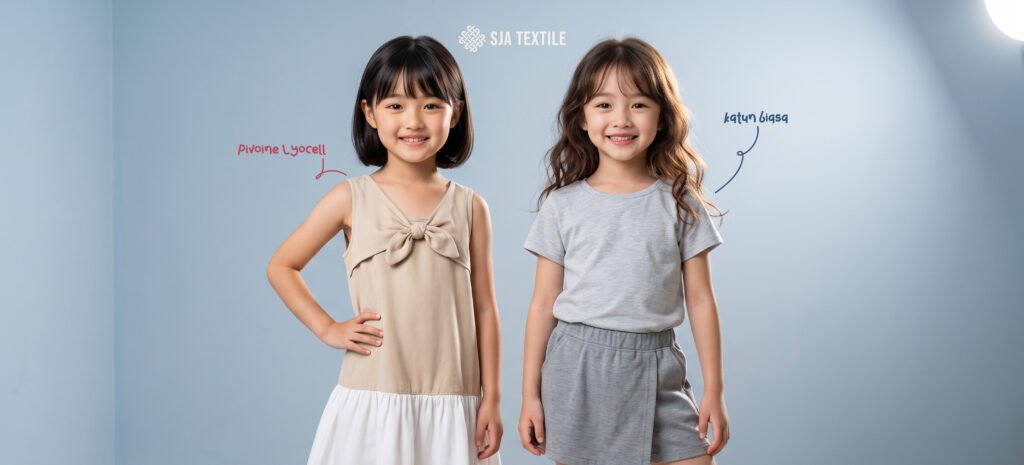 adem katun atau lyocell ini keunggulan bahan baju anak dari toko kain bandung sja textile