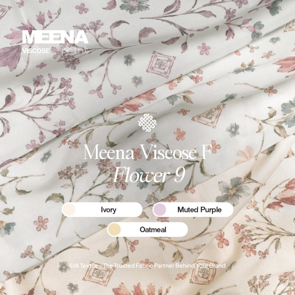 Meena Viscose F Flower 9 - Kain Rayon Motif Bunga - SJA Texlab
