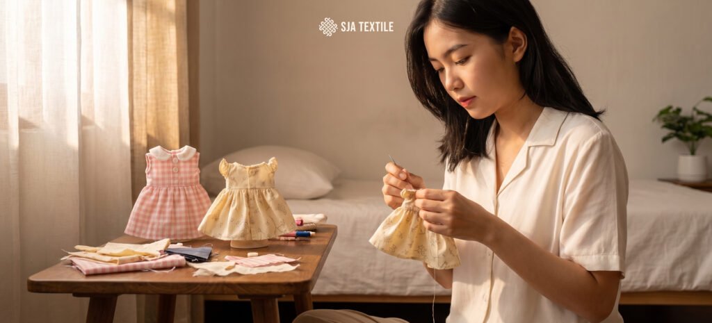 ilustrasi brand owner fashion memulai bisnis fashion dengan diy kain perca