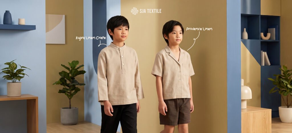 Linen untuk baju anak kujira linen crepe dan provence linen dari toko kain bandung sja textile