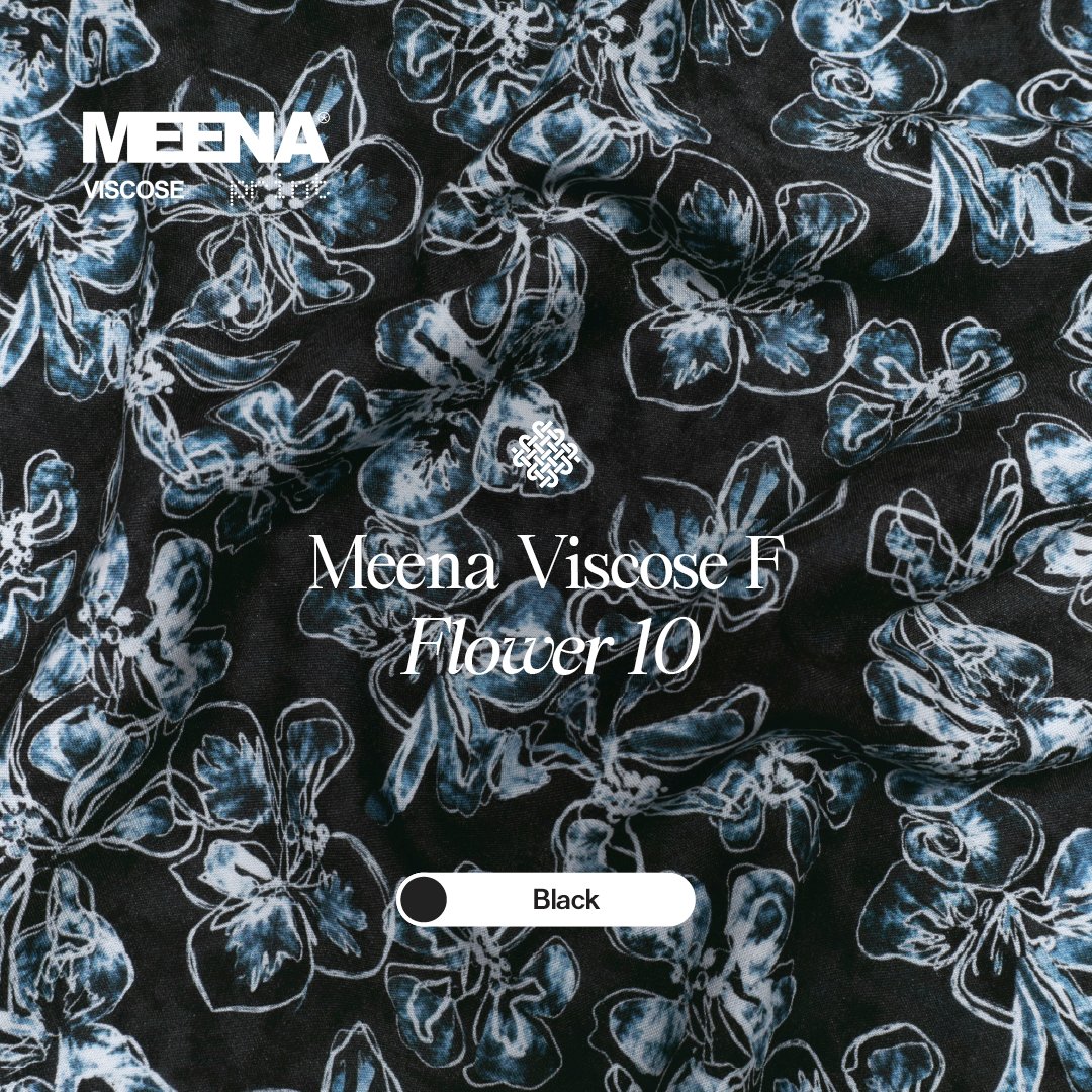 Kain Rayon Meena Viscose F Flower 10 - Black -Toko Kain Bandung SJA Textile