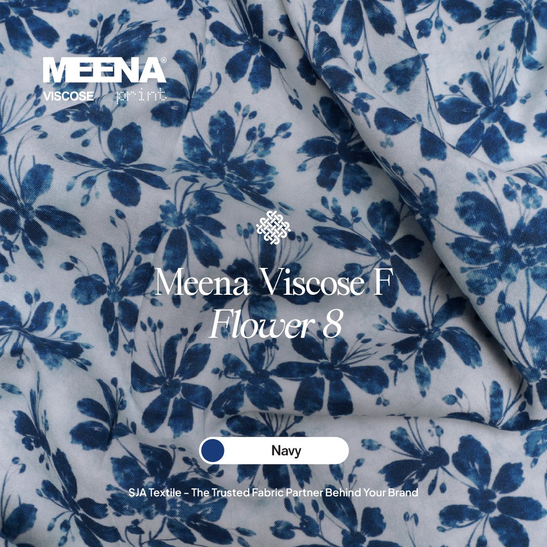 Kain Rayon Meena Viscose F Flower 8 - Navy - Toko Kain Bandung SJA Textile