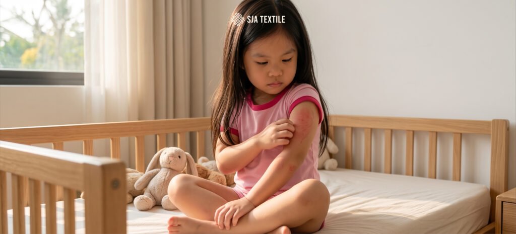 ilustrasi kulit anak gatal setelah ganti baju baru