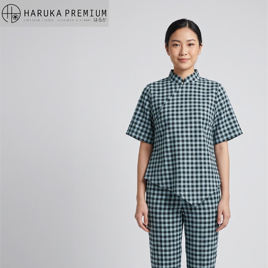 Setelan wanita Kain Haruka Kotak 0306 Jade Series - Toko Kain Bandung SJA Textile