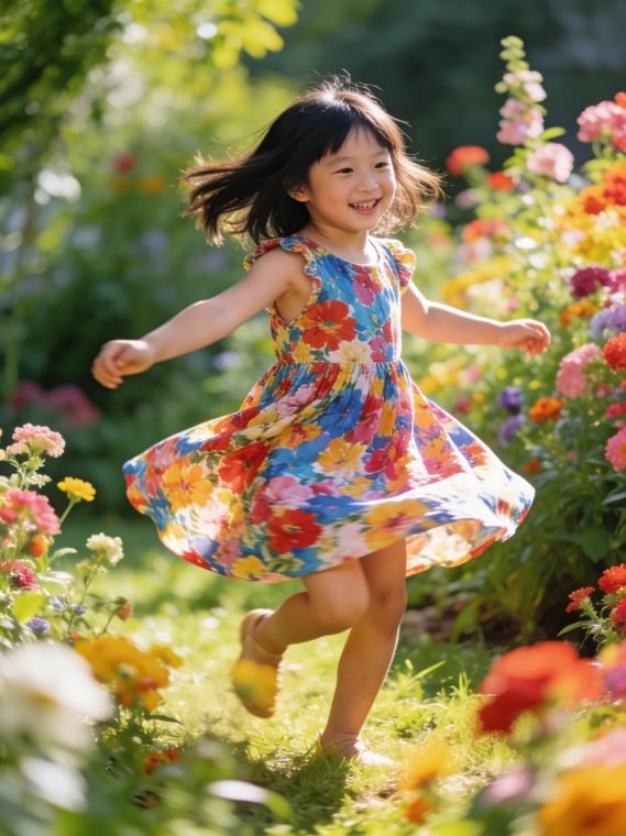 Bahan baju anak Meena Viscose Printing, Teman Main Penuh Warna — Teman Main SJA Textile